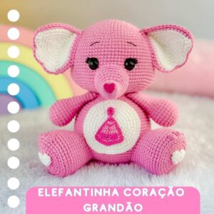 Receita em PDF - Elefantinha Coração Grandão (PT/ES/EN)