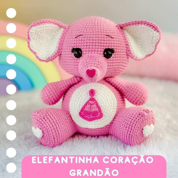 Receita em PDF - Elefantinha Coração Grandão (PT/ES/EN)
