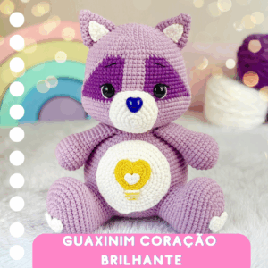 Receita em PDF - Guaxinim Coração Brilhante (PT/ES/EN)